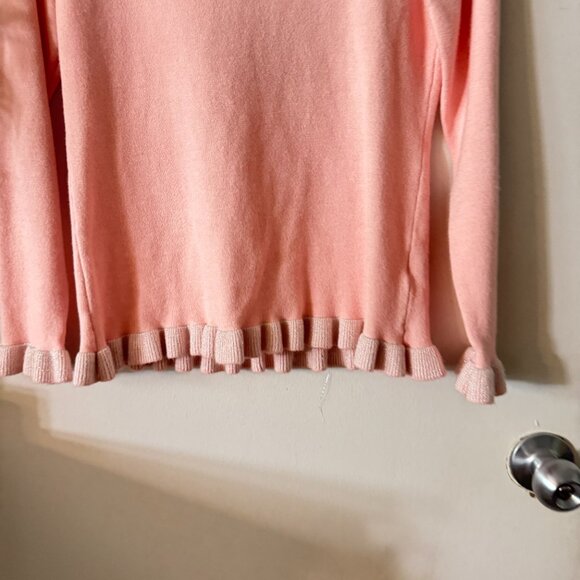 ☀️ NANETTE LEPORE Ruffle Hem Baby Pink Mockneck Sweater Cute Girly Cottage Small - Picture 5 of 7